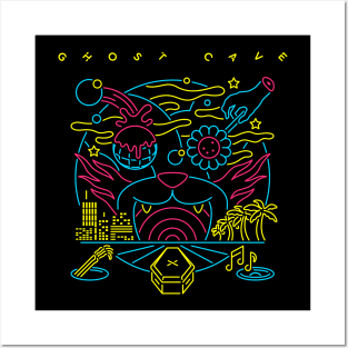 Ghost Cave Neon Album Cover (Multicolor) Posters and Art